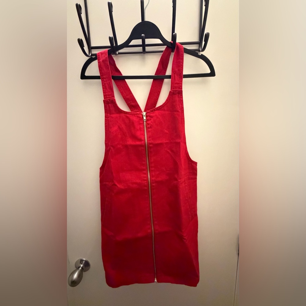 Forever 21 Red Overall / Pinafore Mini Dress – Size Medium
